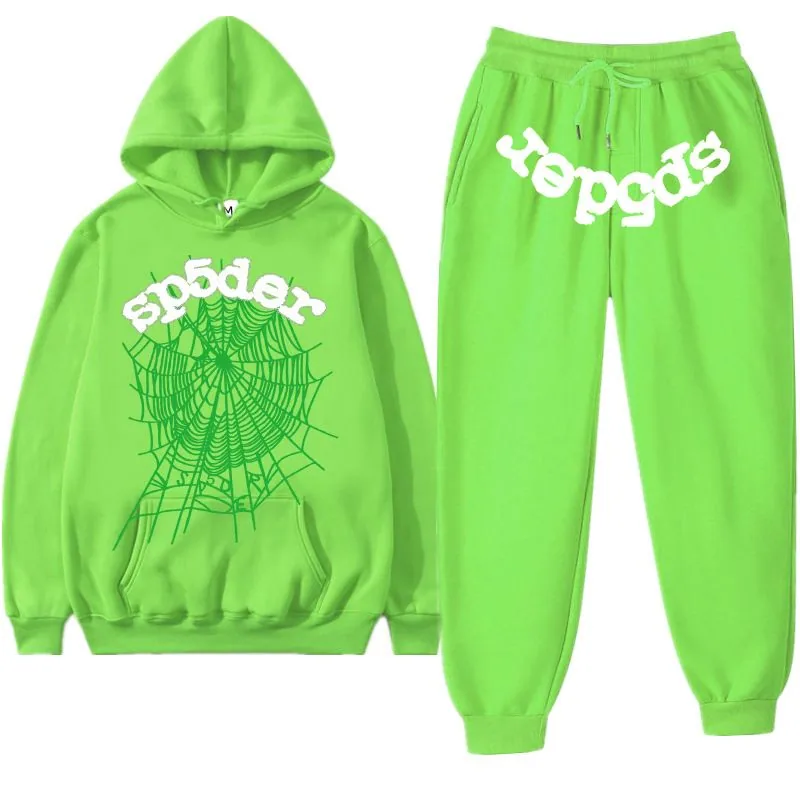 Sp5der Web Tracksuit Slime Green — spider hodie