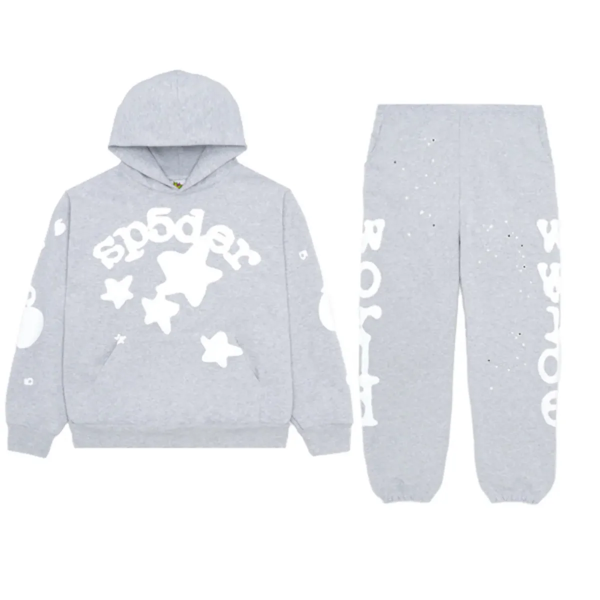 Sp5der Beluga Tracksuit Heather Grey — spider hodie